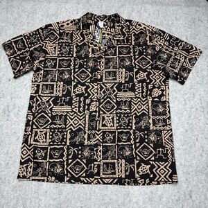 Palmwave Hawaii Shirt Men 2XL Black Beige Button Up Pocket NEW